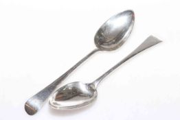 Pair of George III silver tablespoons, London 1802,