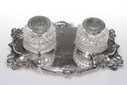 Good Victorian silver inkstand, James Dixon,