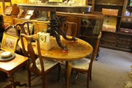 Oval Victorian breakfast table, oval walnut dining table,