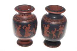 Two 19th Century Grecian design vases, possibly Swansea Pottery,