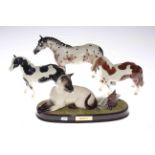 Three Beswick horses and Beswick 'Watch It' group