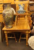 Farmhouse style rectangular turned leg kitchen table and six chairs