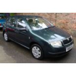 Skoda Fabia Classic 8V petrol motor car in green, Registration Number: Y605 EAJ,