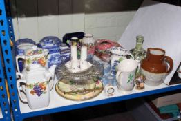 Ringtons and Maling china, relief jug, Hummel figure, Wedgwood blue Jasperware, Glyn Colledge vase,