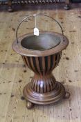 Mahogany palm stand with brass liner and swing handle