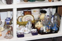 Collection of china including Lladro figure, pair Cloisonne vases, pictures, mirror, coffee table,