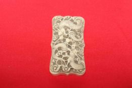 Chinese ivory card case, 19th Century, carved with dragons and a pearl,
