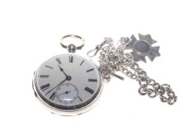 Silver pocket watch and silver chain