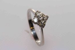 18 carat gold and five-stone diamond ring,
