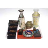 Collection of Oriental ware including vases, boxes,