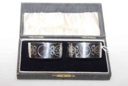 Pair of silver oval napkin rings, Birmingham 1926,