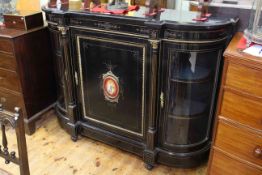 Victorian ebonised and gilt mounted bow end credenza, 102.