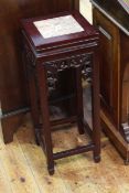 Oriental hardwood and marble inset jardiniere stand,