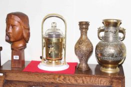 Two Eastern brass vases,