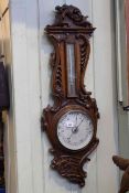Fattorini & Sons Ltd carved oak barometer-thermometer