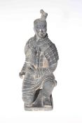 Chinese figure of a kneeling warrior, impressed character marks, 26.