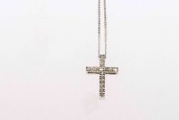 9 carat gold and diamond cross pendant on chain