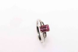 18 carat gold, pink sapphire and diamond ring,