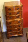 Bevan Funnell Ltd Reprodux burr walnut bow front chest of seven drawers