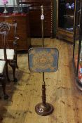 Regency brass and mahogany pole screen with tapestry panel