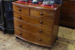 Victorian mahogany bow front chest of two short above three long drawers on turned legs,