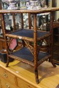 Victorian bamboo and lacquered three tier occasional table