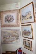 Three signed Lakeland watercolours, Italian watercolour, landscape oil,
