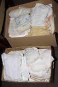 Three boxes of lace and linen