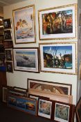 Collection of twenty five various pictures including film cells, Salvador Dali prints,