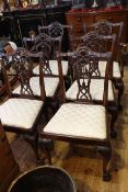 Set of six mahogany Chippendale style dining chairs including pair carvers