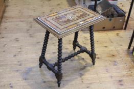 Rectangular marquetry topped occasional table on bobbin legs,