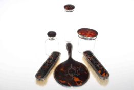 Early 20th Century silver and tortoiseshell dressing table set