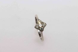 18 carat gold and five-stone diamond ring,
