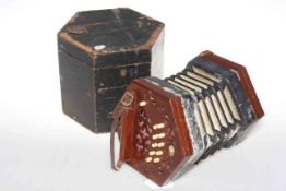 Wooden cased concertina by Burnett Samuel & Son