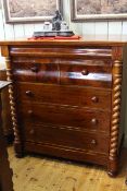 Victorian mahogany chest of one shallow and two short above three long drawers and secret drawer to