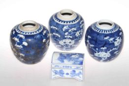 Three Chinese ginger jars and lidded box