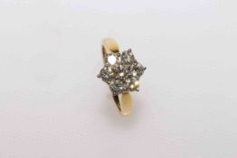 18 carat gold and diamond cluster ring,