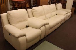 Calia Italia leather three piece lounge suite comprising three seater settee with one seat electric