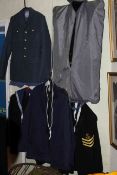 Four Naval uniforms and ARP tin box