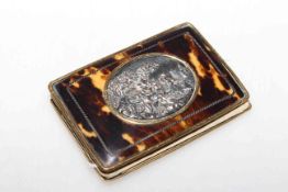 Good 19th Century tortoiseshell and silver-plated card case,