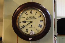 Fusee wall clock, the dial initialled L.N.E.R.