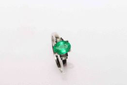 18 carat gold, emerald and diamond ring,