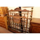 Walnut and brass 4ft 6" bedstead
