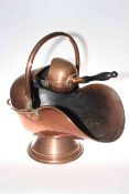 Copper coal scuttle and shovel, made by W.S.