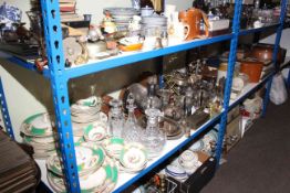 Myott dinnerware, collection of silver plate, stoneware bottles, canteen of cutlery, binoculars,