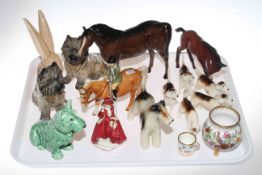 Beswick and Sylvac animals including Boy on Pony, Hounds, Royal Doulton figure,