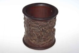 Carved bamboo brush pot