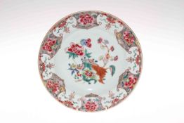 Cantonese polychrome plate decorated with peonies 29cm diameter