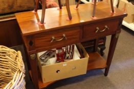 Continental style two drawer hardwood side table