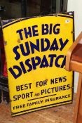 Vintage enamel sign, The Big Sunday Dispatch,